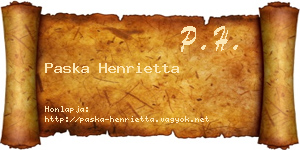 Paska Henrietta névjegykártya